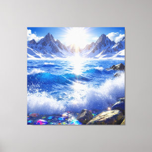 Majestic Winter Landscape of Ocean Waves Canvas Print