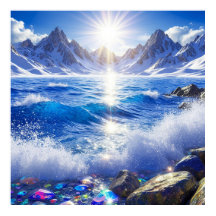 Majestic Winter Landscape of Ocean Waves 