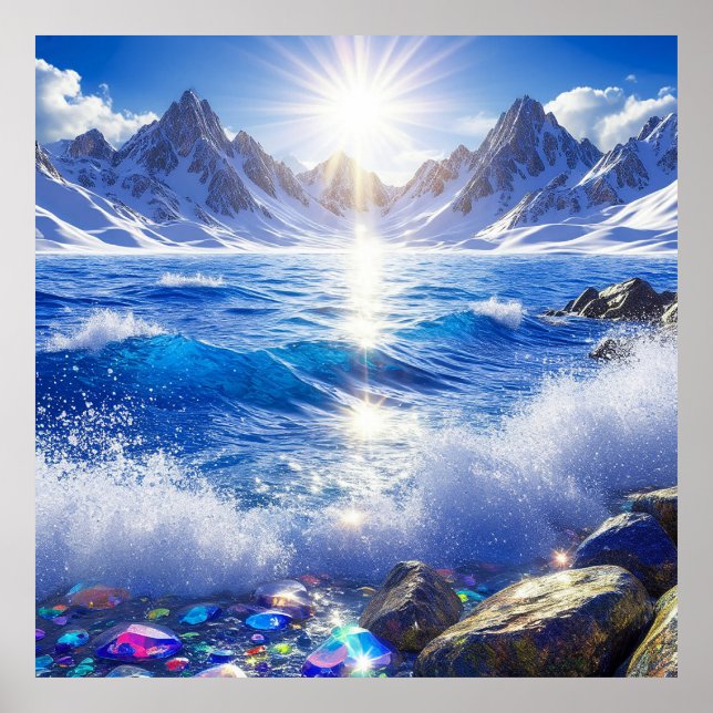 Majestic Winter Landscape of Ocean Waves  Poster (Front)