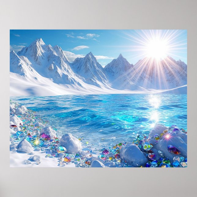 Majestic Winter Landscape of Ocean Waves  Poster (Front)