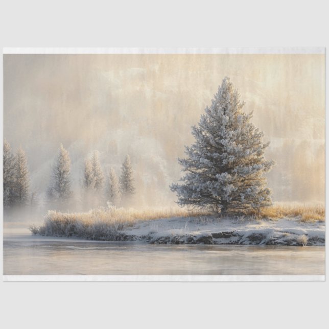 Majestic Winter Landscape Scenic Decoupage Tissue Paper (Front)