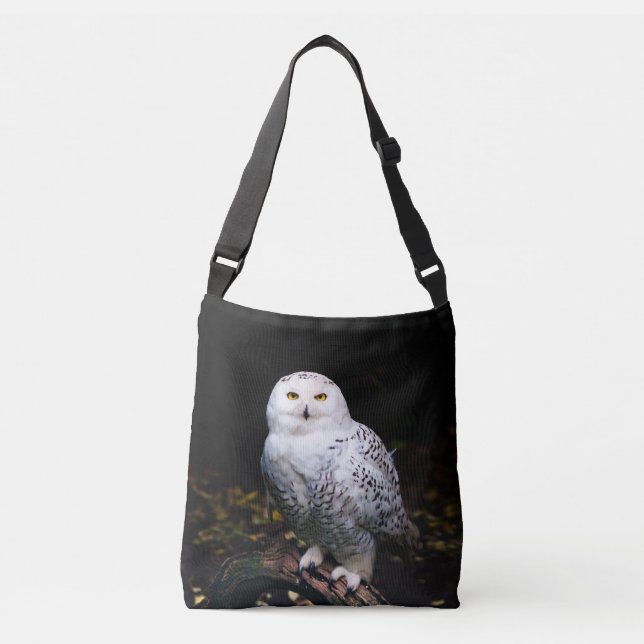 Majestic winter snowy owl crossbody bag (Front)