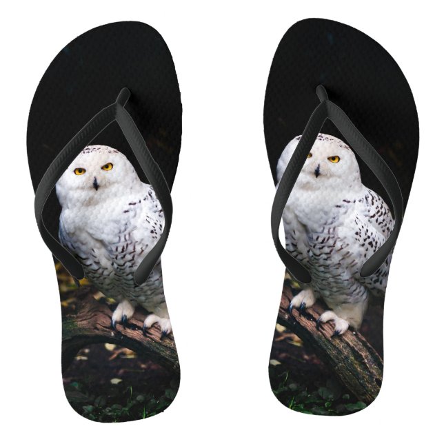 Majestic winter snowy owl flip flops (Footbed)