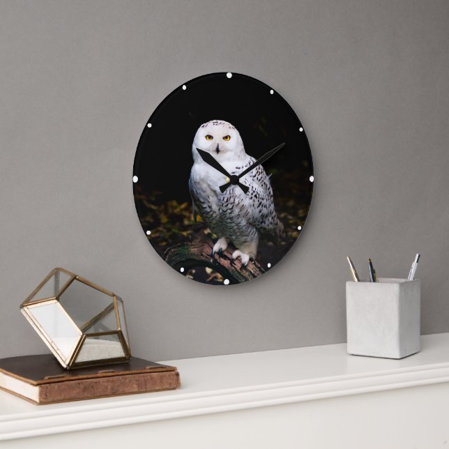 Majestic winter snowy owl large clock (Office)