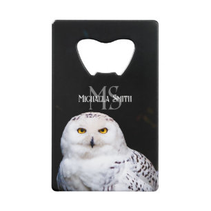 Majestic winter snowy owl monogram custom name