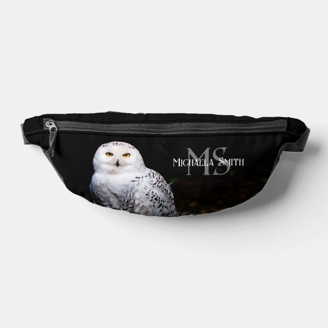 Majestic winter snowy owl monogram custom name bum bags (Lay Down)