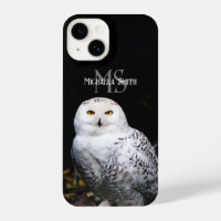 Majestic winter snowy owl monogram custom name