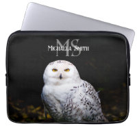 Majestic winter snowy owl monogram custom name