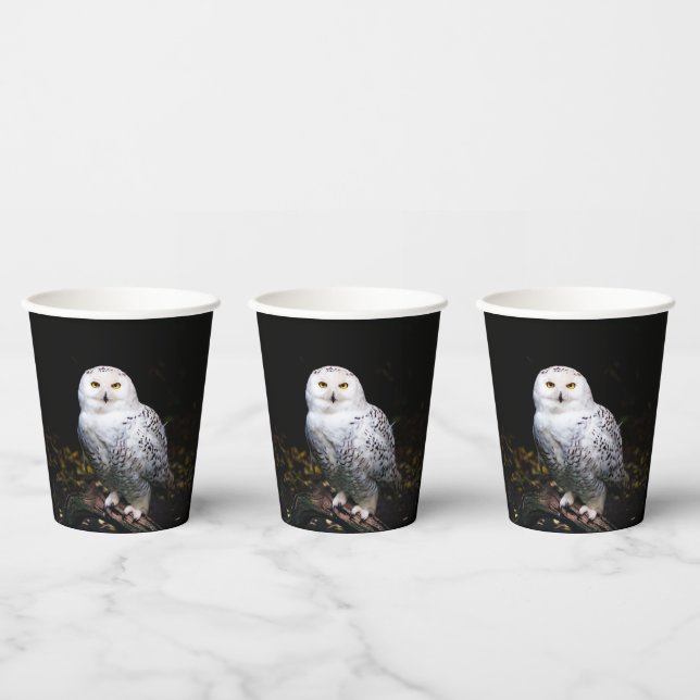 Majestic winter snowy owl paper cups (Multi)