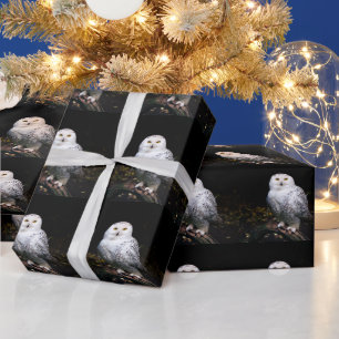Majestic winter snowy owl wrapping paper