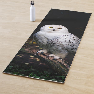 Majestic winter snowy owl yoga mat