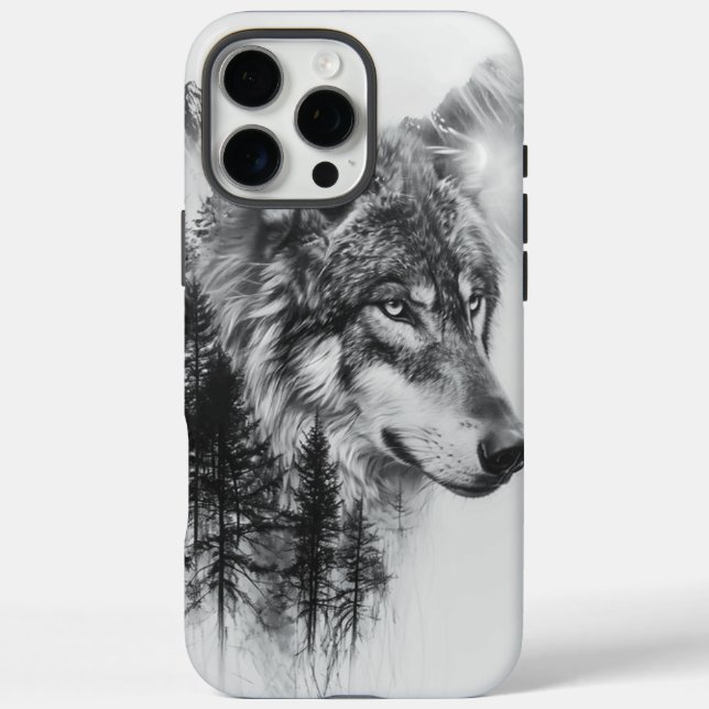 Majestic wolf among foggy mountains and tall pines Case-Mate iPhone case (Back)
