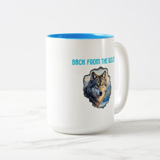 Majestic Wolf Double Exposure Wilderness Mugs (Front Right)