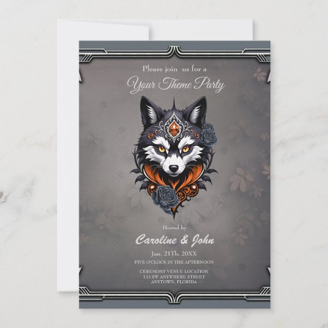 Majestic wolf head, finished in a deep invitation (Front)