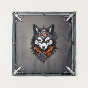 Majestic wolf head, finished in a deep, tapestry