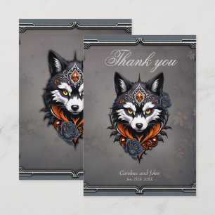 Majestic wolf head, finished in a deep thank you card