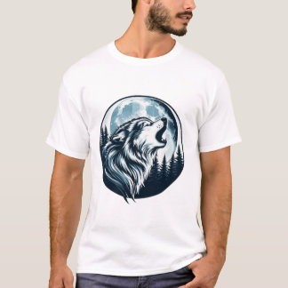 Majestic Wolf Howling at the Full Moon T-Shirt