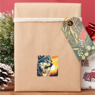 Majestic Wolf Impressionist Journey Square Sticker