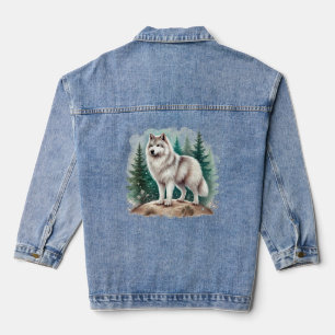 Majestic Wolf in a Forest Denim Jacket
