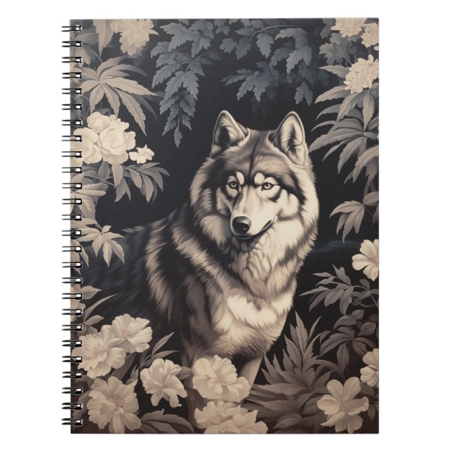 Majestic Wolf in Enchanted Forest Notebook (Front)