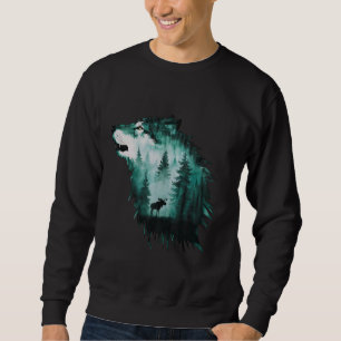 Majestic Wolf Moose Wild Forest Scenic Nature Wild Sweatshirt