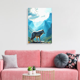 Majestic Wolf Mountain Art Canvas Print