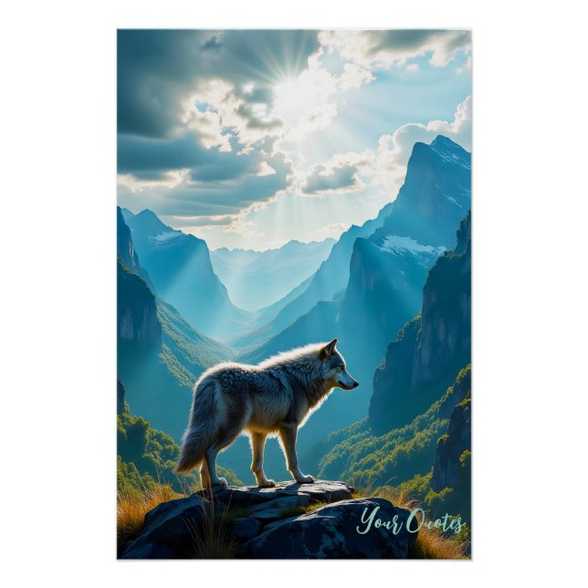 Majestic Wolf Mountain Art Poster (Front)
