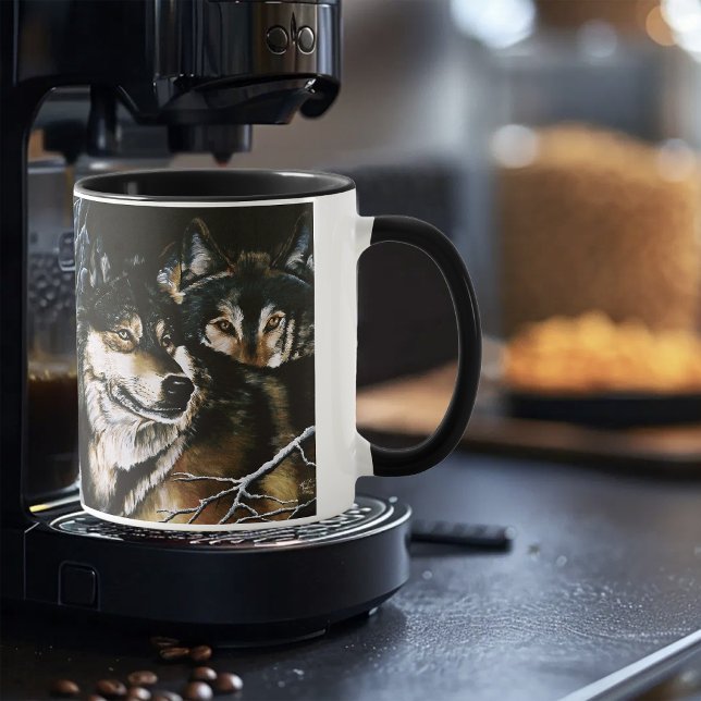 Majestic Wolf Pack Winter Snow Forest Wildlife Mug (Creator Uploaded)