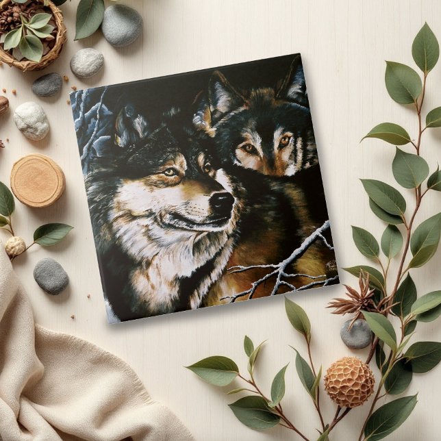 Majestic Wolf Pack Winter Snow Forest Wildlife Tile (Creator Uploaded)