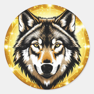 Majestic Wolf Portrait Regal Wild Spirit Nature 🐺 Classic Round Sticker