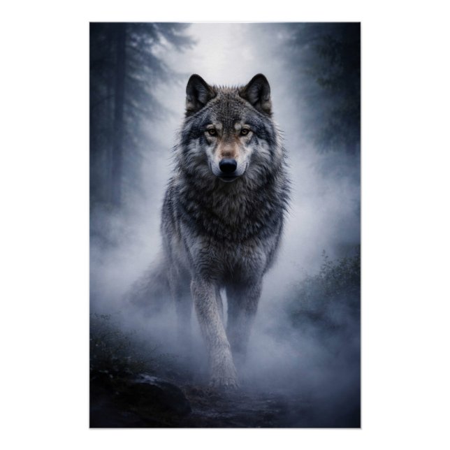 Majestic Wolf – Silent Presence in the Fog Poster (Front)