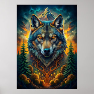 Majestic Wolf Surrounded by Nature Poster