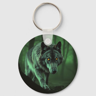 "Majestic Wolf: The Alpha of the Forest" Key Ring