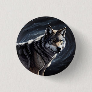 Majestic Wolf Under Starry Sky 3 Cm Round Badge