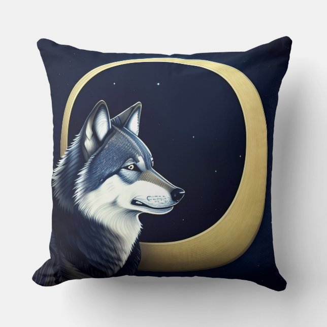 Majestic Wolf Under Starry Sky Cushion (Front)