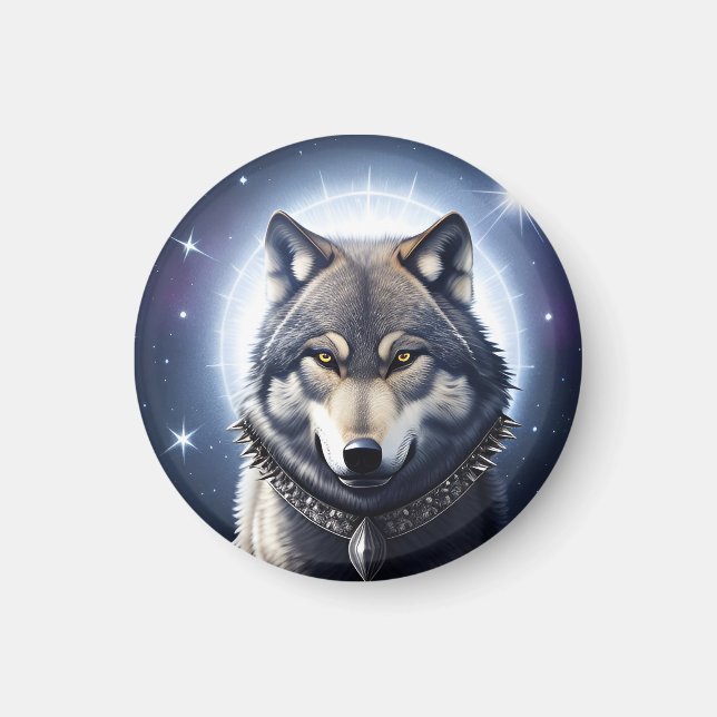 Majestic Wolf Under Starry Sky Magnet (Front)