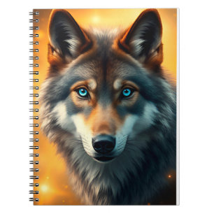 Majestic Wolf With Blue Eyes For Daily Notes 🐺 Notebook