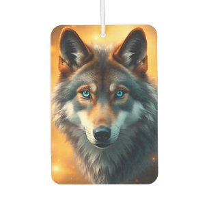 Majestic Wolf with Striking Blue Eyes Car Air Freshener