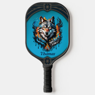 Majestic wolf's head pickleball paddle