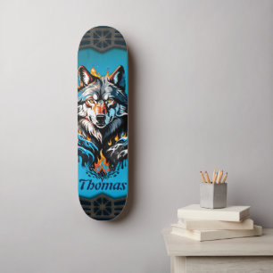Majestic wolf's head skateboard