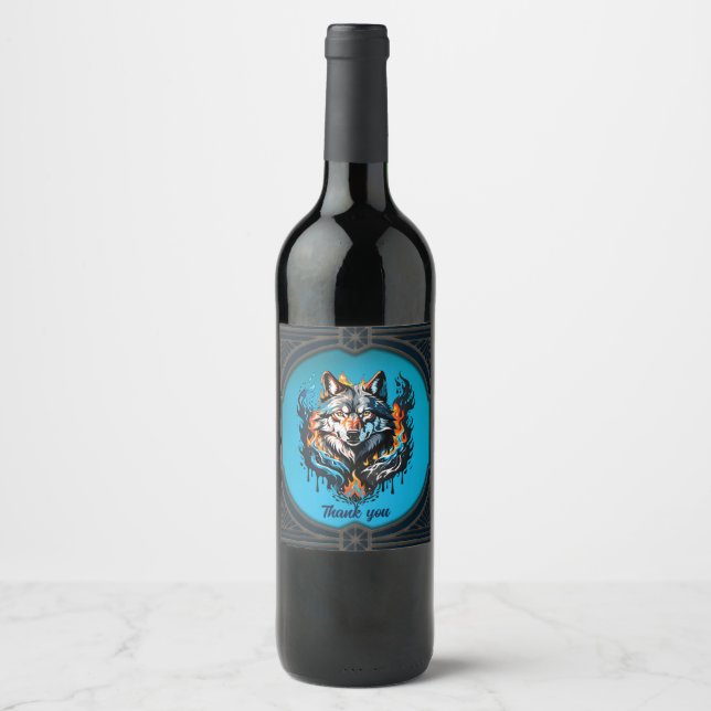 Majestic wolf's head  wine label (Front)