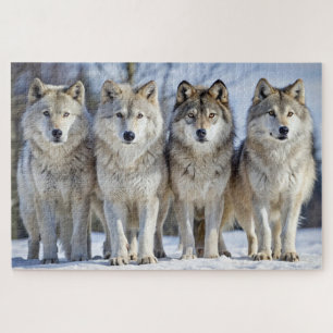 Majestic Wolves in Snowy Landscape, Wildlife Jigsaw Puzzle