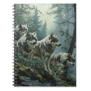 Majestic Wolves Spiral Notebook