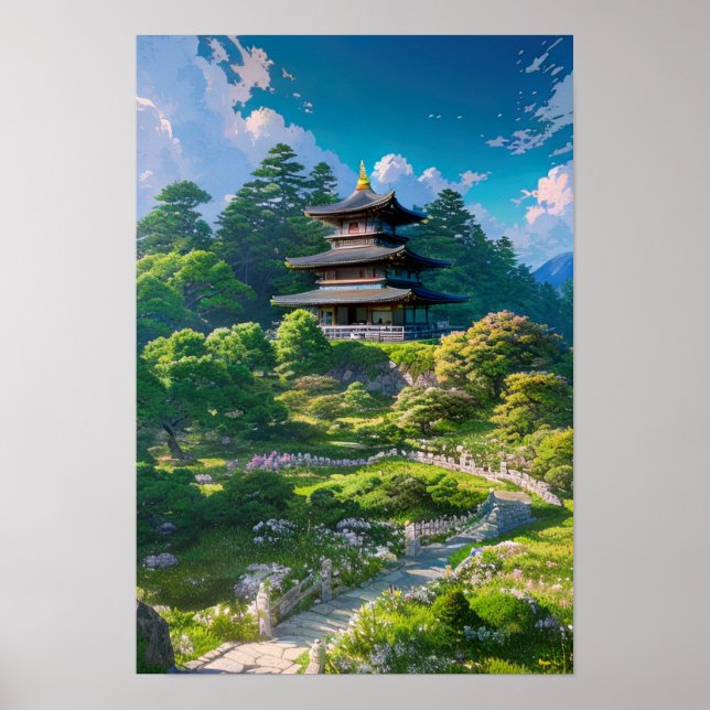 Majestic Wooden Temple Poster (Front)