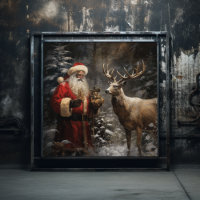 Majestic Woodland Deer W/ Black Santa