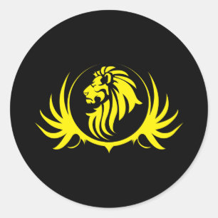 Majestic Yellow Lion Head Classic Round Sticker