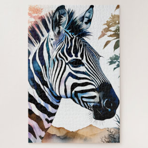 Majestic Zebra in Watercolor Jigsaw Puzzle