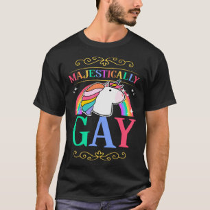 Majestically Gay LGBTQ Pride Flag Unicorn Magic Qu T-Shirt