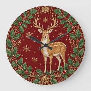 Majesty of the Crimson Winter Large Clock