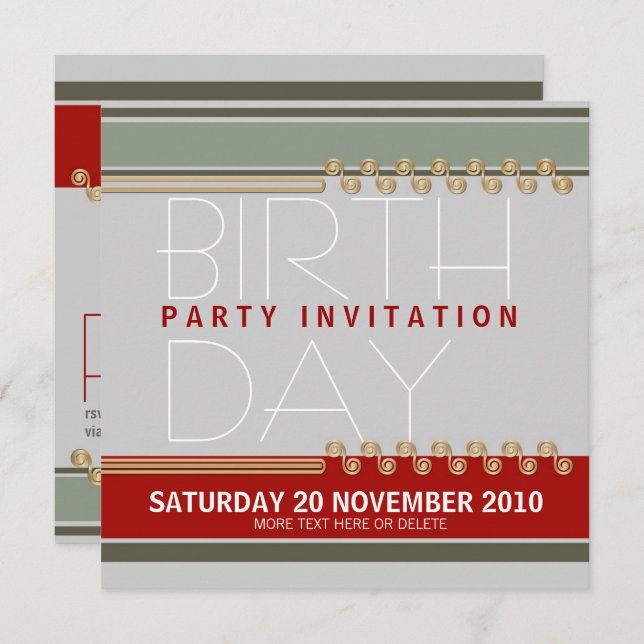 Majeztik Party Birthday Invitation (Front/Back)